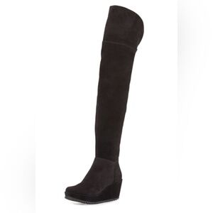 Pedro Garcia Urbana over the knee Black Wedge Suede Boot